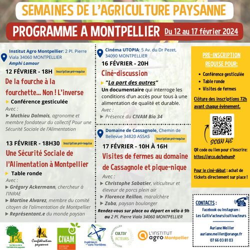 Table ronde: Une sécurité sociale de l'alimentation à Montpellier (Semaine de l'agriculture paysanne)