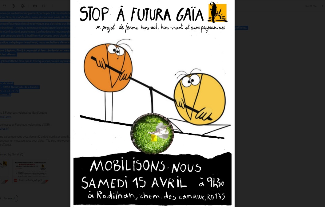 Mobilisation Stop à Futura Gaïa