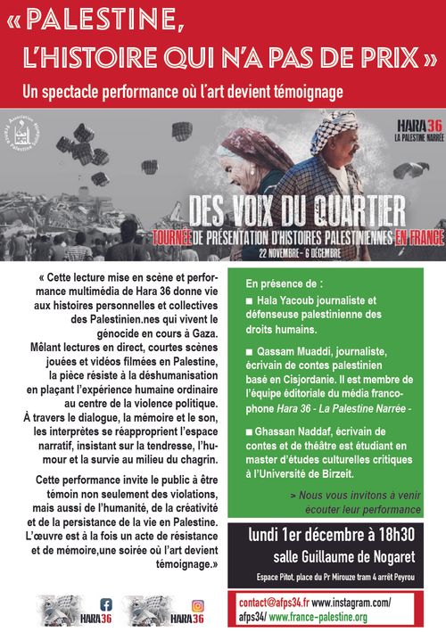 Palestine, l'histoire qui n'a pas de prix.