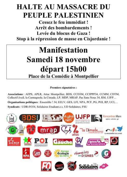 Halte au massacre du peuple palestinien !