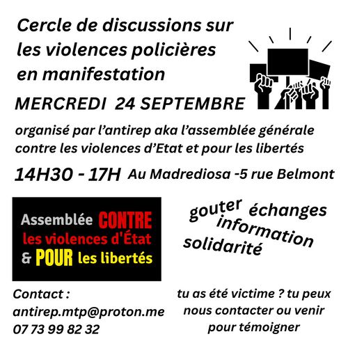 Cercle de discussions sur les violences policières en manifestation