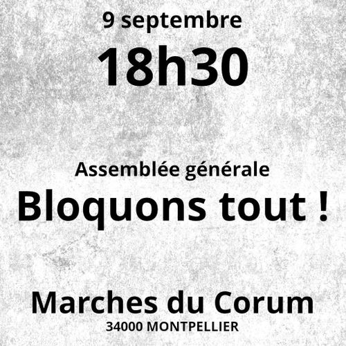 Bloquons tout ! (10 septembre) - Assemblée générale de préparation