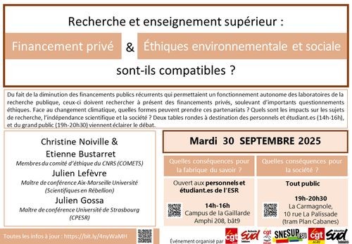Recherche et enseignement supérieur : financement privé et éthiques environnementale et sociale sont-ils compatibles ?
