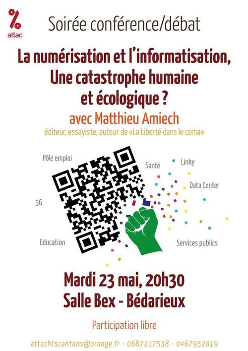 Conférence-débat "La numérisation et l'informatisation, une catastrophe humaine et écologique ?"