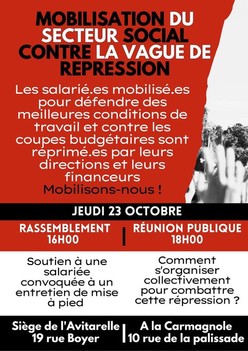 Réunion Publique: Comment s'organiser collectivement face a la répression des directions et financeurs dans le secteur social 