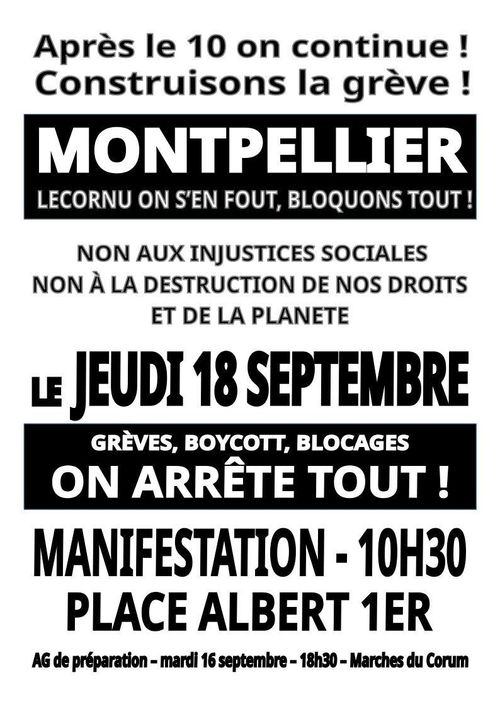 Bloquons tout - Manifestation intersyndicale du 18 septembre