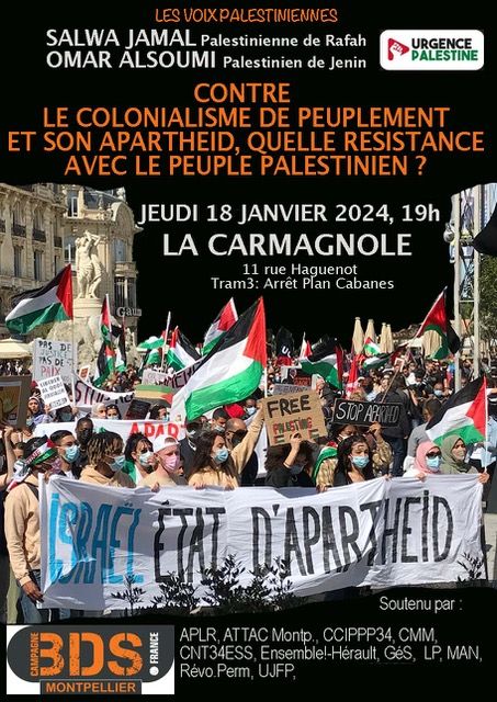 Contre le colonialisme de peuplement et l'apartheid, quelle résistance avec le peuple palestinien ?