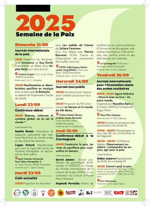 Semaine de la paix à Montpellier (21-26 septembre)