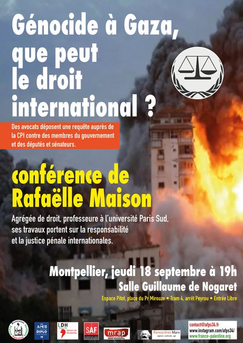 Conférence: "Génocide à Gaza: que peut le droit international?"