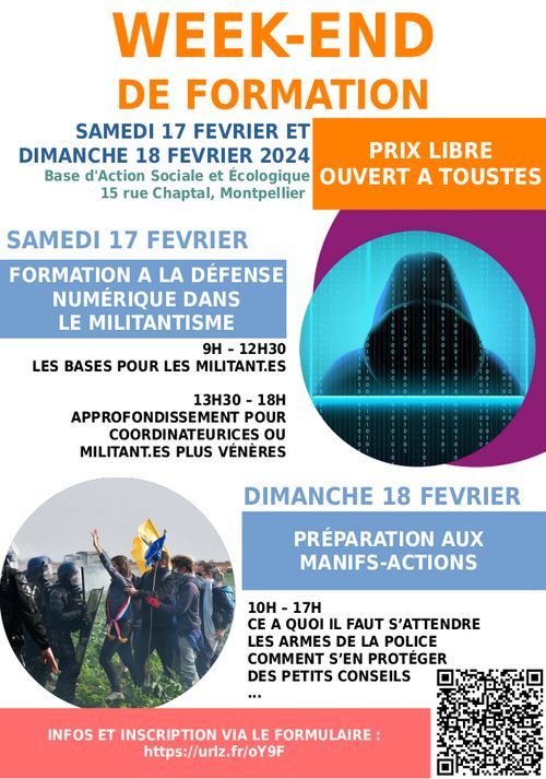 Week End de Formation (auto-défense numérique dans le milieu du militantisme et Formation manif-action)