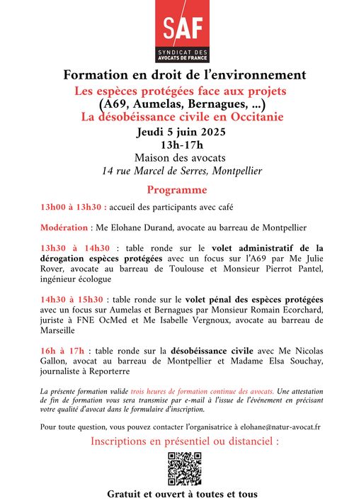 Formation sur les espèces protégées face aux projets et la désobéissance civile en Occitanie